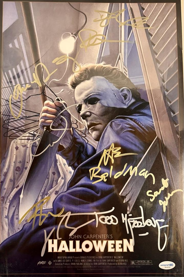 Halloween 12x18 cast Signed Jamie Lee Curtis ACOA