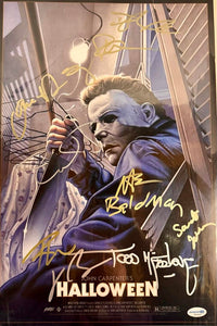 Halloween 12x18 cast Signed Jamie Lee Curtis ACOA