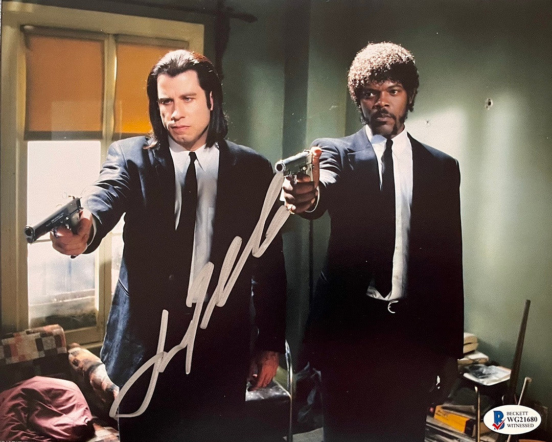 John Travolta, Samuel L Jackson Signed 8x10 Photo (Pulp Fiction) - Beckett COA