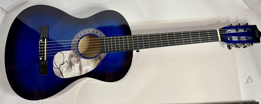 Taylor Swift Signed Blue/Black Guitar - JSA COA #02