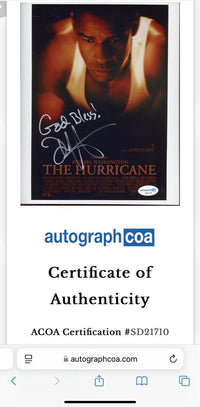 Denzel Washington Signed 8x10 Photo (The Hurricane) - ACOA