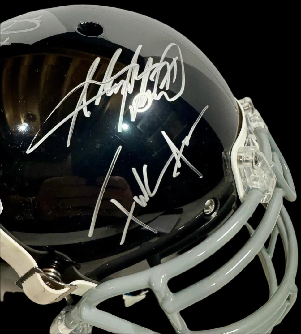 All Time Leading Rushers - Running Back Legends Emmitt Smith, Frank Gore, Barry Sanders, Adrian Peterson Signed Full-Size Black Schutt Helmet - Tristar COA