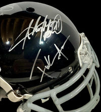 All Time Leading Rushers - Running Back Legends Emmitt Smith, Frank Gore, Barry Sanders, Adrian Peterson Signed Full-Size Black Schutt Helmet - Tristar COA