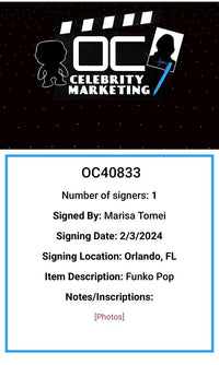 Marisa Tomei Signed Funko Pop #1160 "Spider-Man" (No Way Home) - OC Celebrity Marketing
