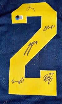 Michigan 2023 National Champs Team Signed Jersey: McCarthy,Doman, McBurrows, Crippen, Berry, El-Hadi, Harris, Guy, Taylor, Rolder, Walker  - Beckett COA