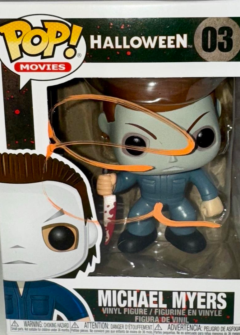 Jamie Lee Curtis Signed Funko Pop #03 Michael Myers Halloween (Orange Ink) - ACOA
