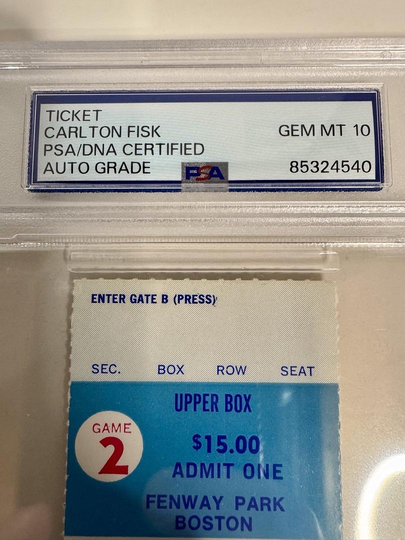 Carlton Fisk Signed 1975 World Series Game 2 Ticket  - PSA COA Autograph Grade 10