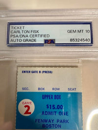 Carlton Fisk Signed 1975 World Series Game 2 Ticket  - PSA COA Autograph Grade 10
