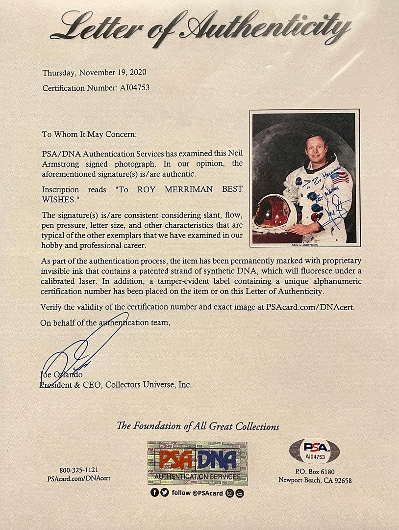 Astronaut Neil Armstrong Signed 8x10 - PSA COA (Personalized)