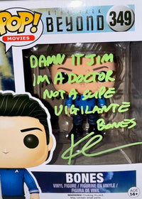 Karl Urban Signed Funko Pop #349 "Bones" (Star Trek) w/Quote Green Ink - JSA COA