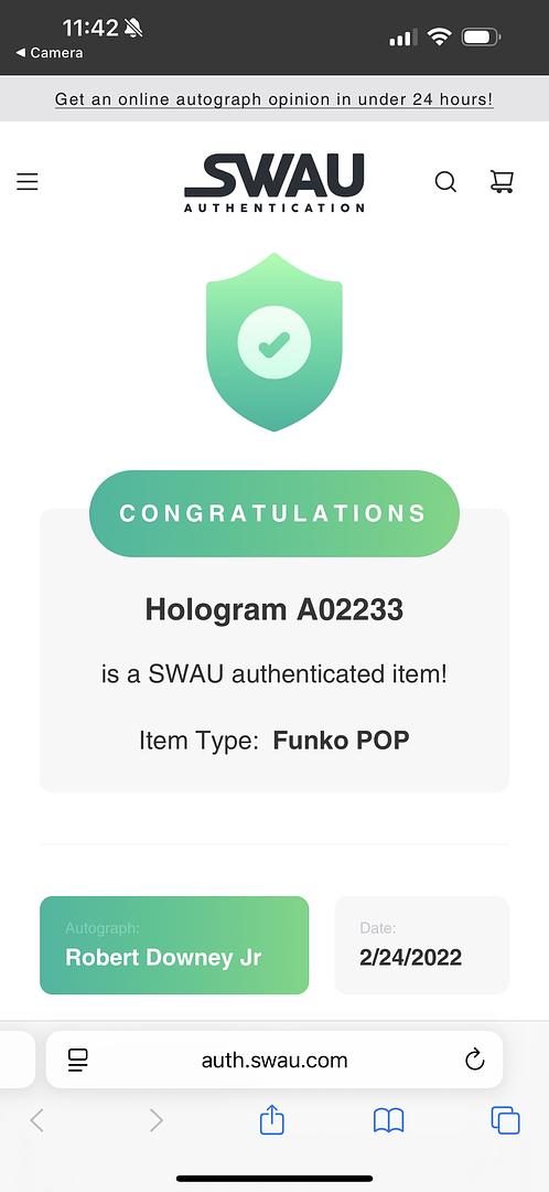 Robert Downey Jr. Signed Funko Pop #580 Iron Man (Avengers Endgame) - SWAU