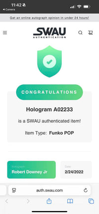 Robert Downey Jr. Signed Funko Pop #580 Iron Man (Avengers Endgame) - SWAU