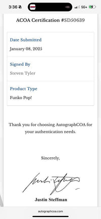 Steven Tyler Signed Funko Pop #172 (Aerosmith) *RARE* - ACOA