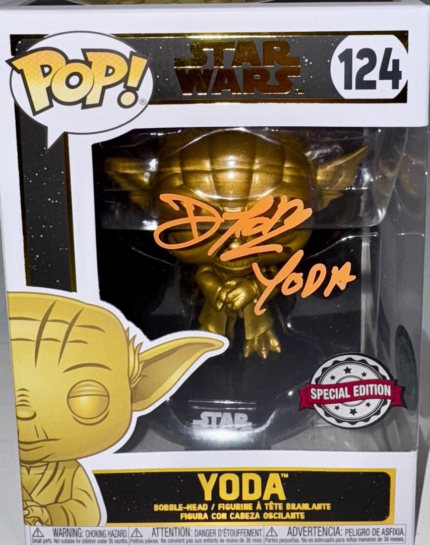 Deep Roy Signed Funko Pop #124 "Yoda" (Star Wars) Gold Special Edition - OC Celebrity Marketing