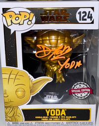 Deep Roy Signed Funko Pop #124 "Yoda" (Star Wars) Gold Special Edition - OC Celebrity Marketing
