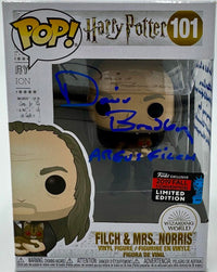 David Bradley Signed Funko Pop #101 Argus Filch (Harry Potter) w/quote and character name - SWAU