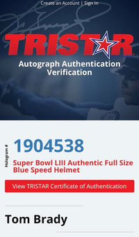 Tom Brady Autographed Full Size Authentic Super Bowl LIII Helmet *RARE* Tristar & GOAT COA