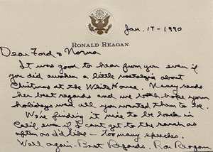 Ronald Reagan Handwritten Signed Presidential Seal Card *RARE* - JSA COA w/full letter of authenticity
