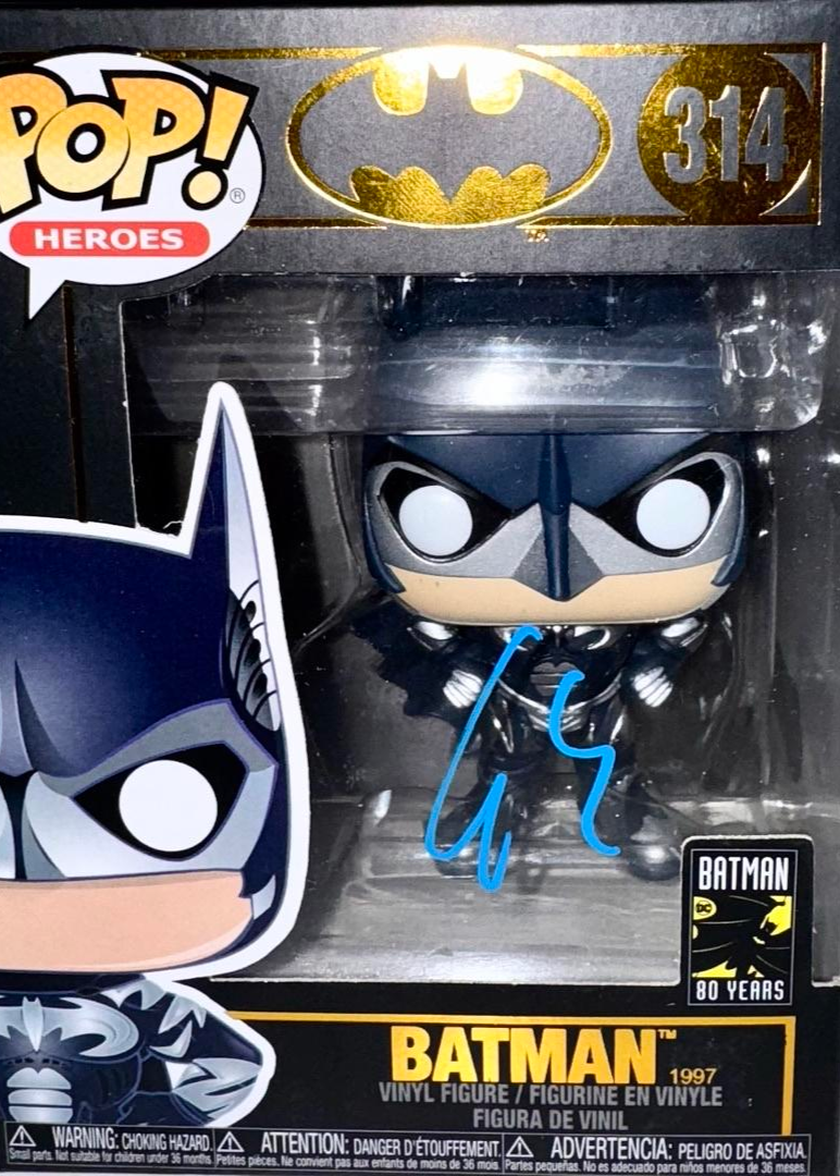 George Clooney Signed Funko Pop #314 Batman (Blue Ink) - Beckett COA #5