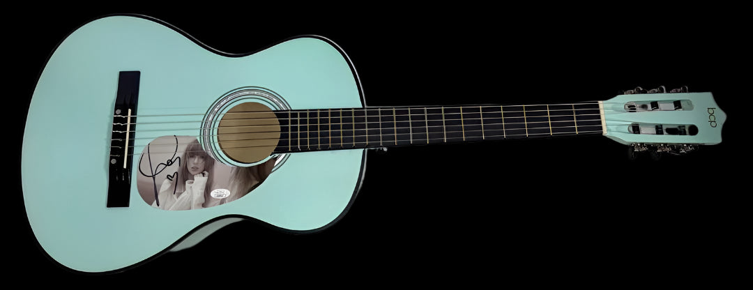 Taylor Swift Signed Teal Guitar - JSA COA #06