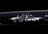 Addison Russell Autographed Black Rawlings Bat w/ 2016 WS Champs Inscription Schwartz COA