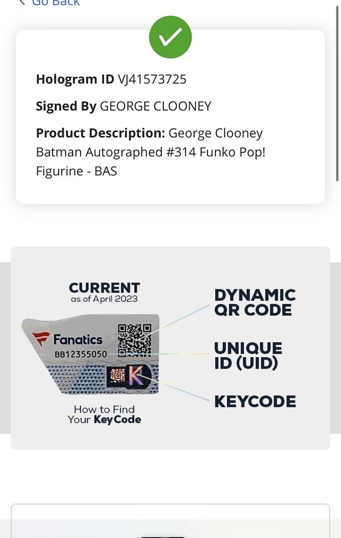 George Clooney Signed Funko Pop #314 Batman (Blue Ink) - Fanatics Beckett COA #4