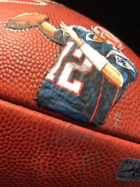Tom Brady Autographed Custom Hand Painted 1/1 Duke Official Football w/career stats - Fanatics and GOAT COA