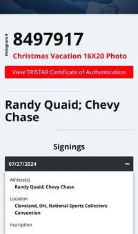 Chevy Chase & Randy Quaid Signed 16x20 Photo (Christmas Vacation) - TriStar COA