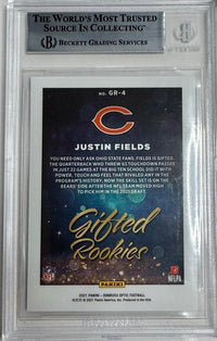 2021 Justin Fields Donruss Optic RC Gifted Rookie Panin - Beckett COA