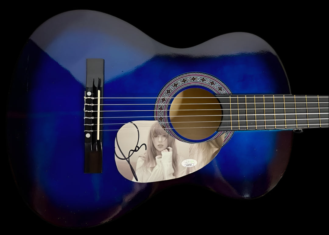 Taylor Swift Signed Blue/Black Guitar - JSA COA #02