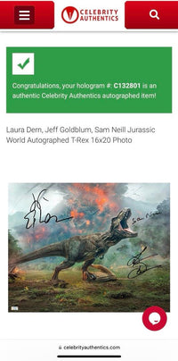 Sam Neill Laura Dern Jeff Goldblum Signed 16x20 (Jurasic World) -  Celebrity Authentics
