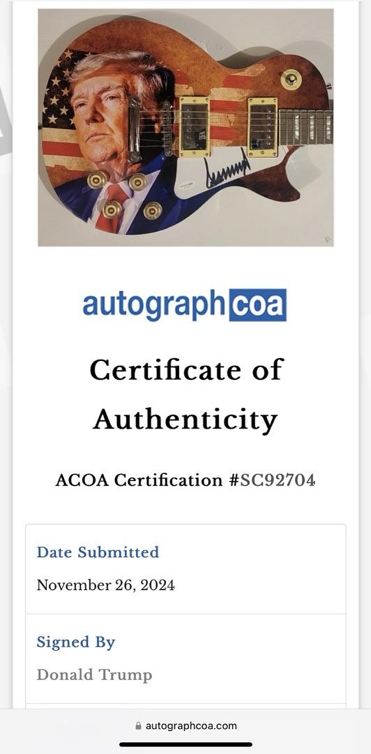 Donald Trump Signed Guitar - ACOA