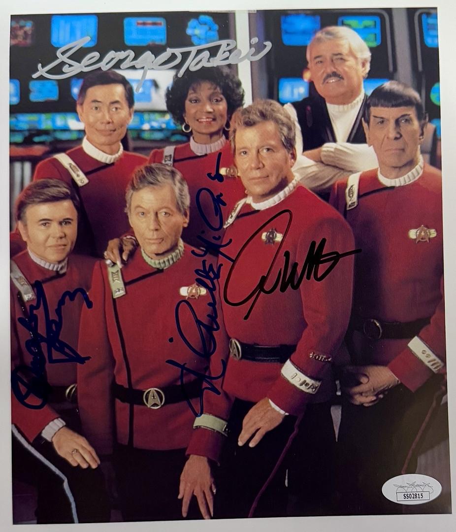 Star Trek Cast Walter Koenig, George Takei, Nichelle Nichols, William Shatner Signed 8x10 Photo - JSA COA #02