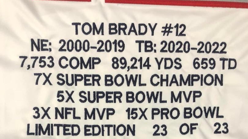 Tom Brady Autographed Limited Edition 23/23 Statistics Nike On-Field Patriots Jersey Fanatics COA
