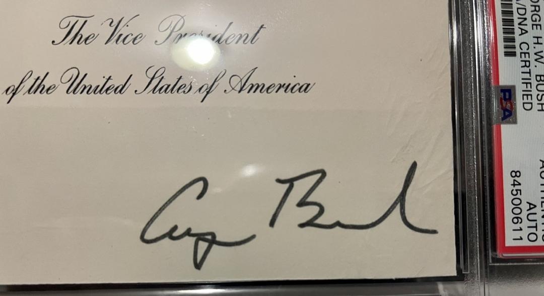 President George Bush Cut Signature Vice President Seal Card Slabbed - PSA/DNA
