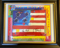 George Bush & Peter Max Signed 80th Birthday Card (41@80) *RARE* - JSA COA