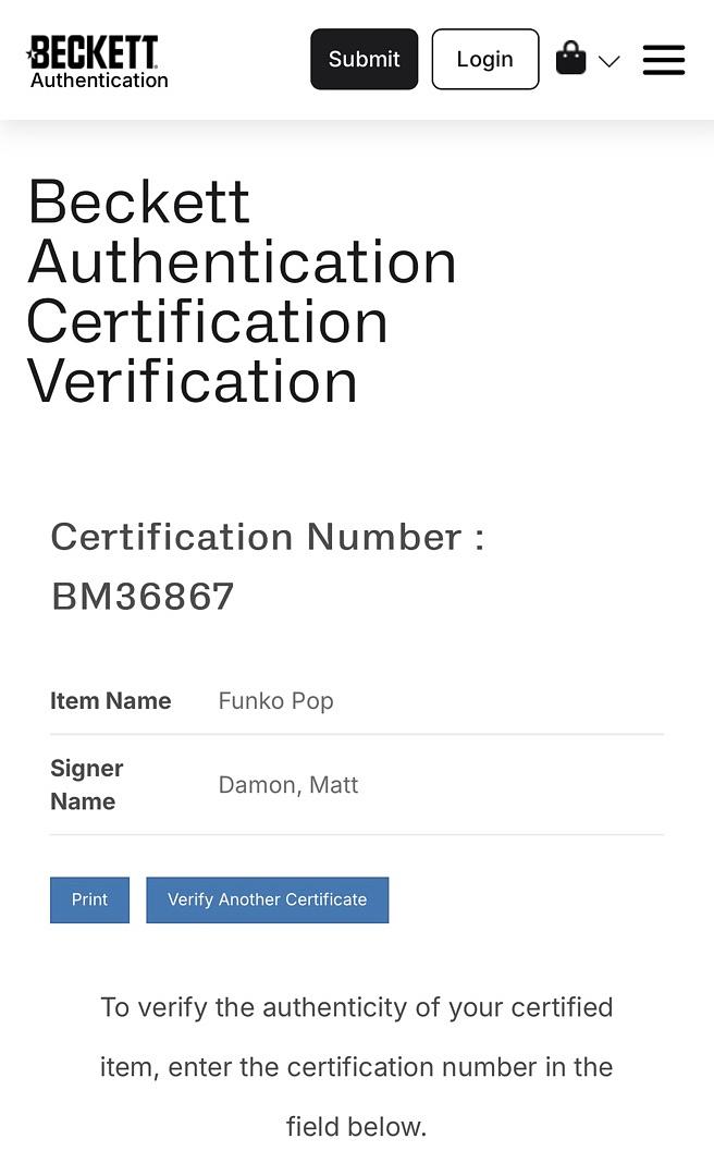 Matt Damon Signed Funko Pop #972 "Frost Giant Loki" (Marvel Studios: What IF….?) - Beckett COA