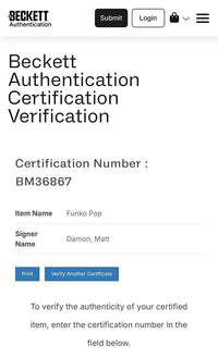 Matt Damon Signed Funko Pop #972 "Frost Giant Loki" (Marvel Studios: What IF….?) - Beckett COA