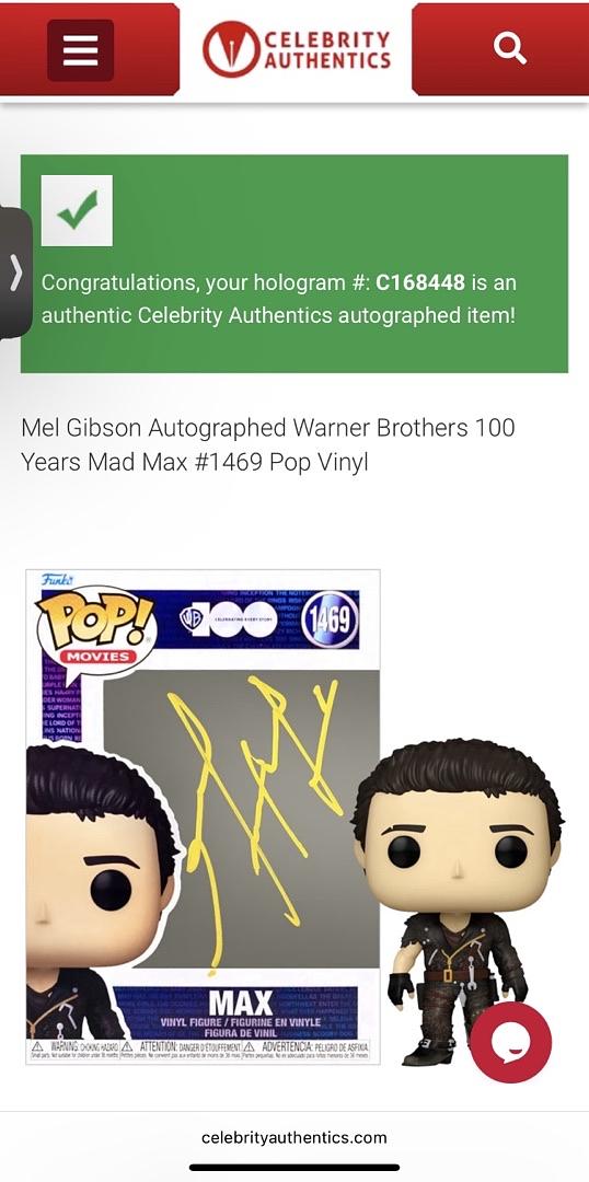 Mel Gibson Signed Funko Pop #1469 "Mad Max" (Yellow Ink) - Celebrity Authentics #8