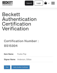 Gillian Anderson Signed Funko Pop #1613 "Dana Scully" (Blue Ink) - Beckett COA #7