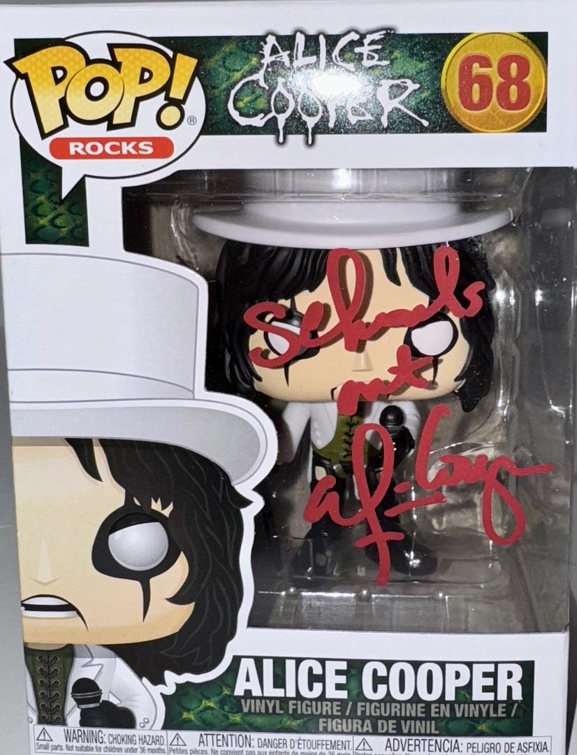 Alice Cooper Signed Funko Pop #68 "Schools Out" - Beckett COA #01