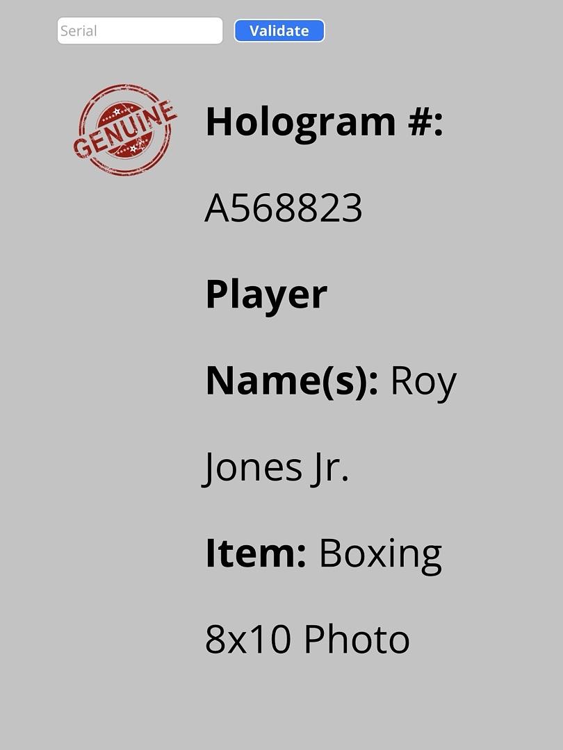 Roy Jones Jr. Signed 8x10 Photo - Schwartz COA