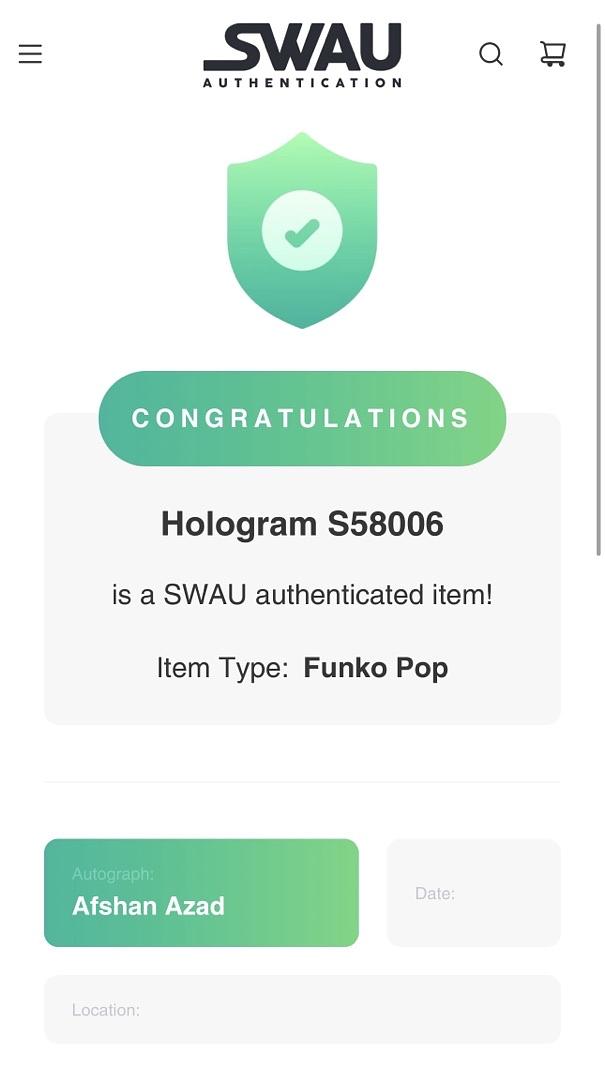 Afshan Azad Signed Funko Pop #99 (Harry Potter)  - SWAU