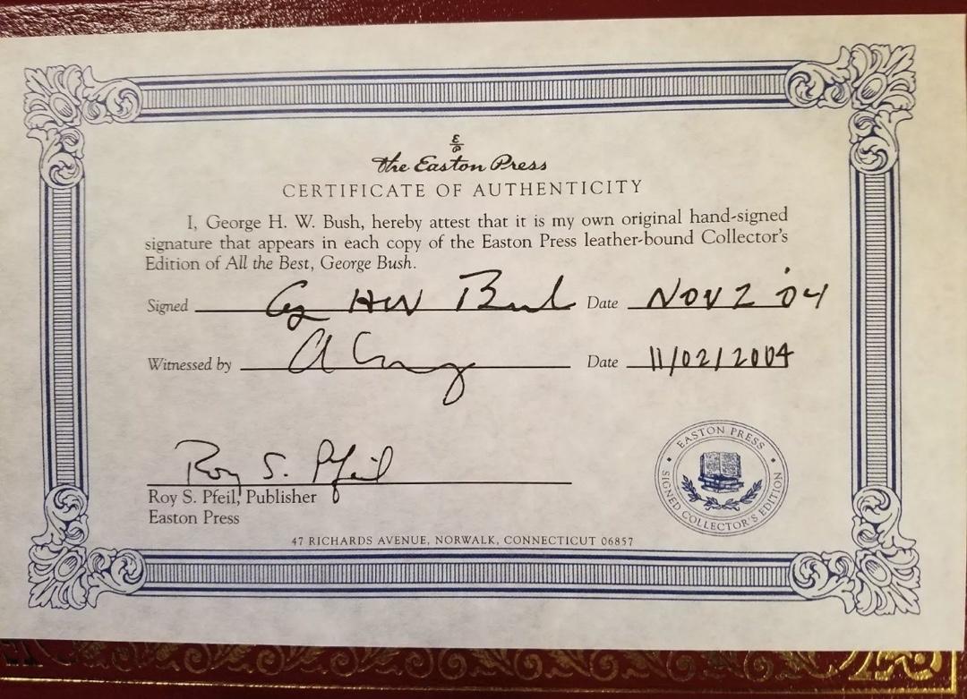 George Bush Autographed Book All the Best Easton Press (Red Binding) - #02
