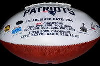 John Hannah Signed White Patriots Logo Football with Career Statistics - Schwartz COA