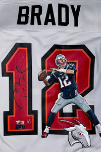 Tom Brady Autographed Custom Hand Painted Tampa Bay Buccaneers Jersey 1/1 Fanatics & GOAT COA