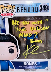 Karl Urban Signed Funko Pop #349 "Bones" (Star Trek) w/quote Yellow Ink - JSA COA