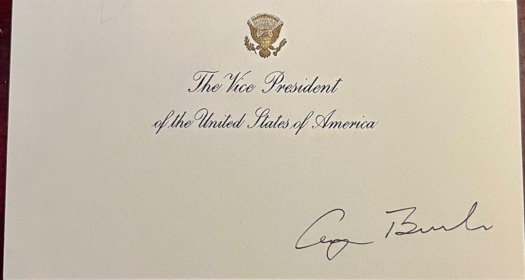 George Bush Signed Vice President Seal Card - JSA COA w/full letter of authenticity