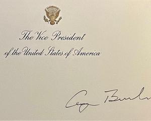 George Bush Signed Vice President Seal Card - JSA COA w/full letter of authenticity