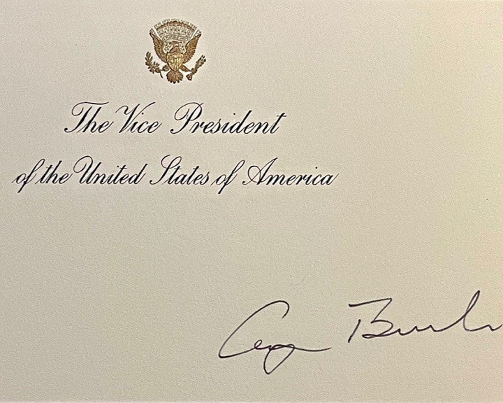 George Bush Signed Vice President Seal Card - JSA COA w/full letter of authenticity